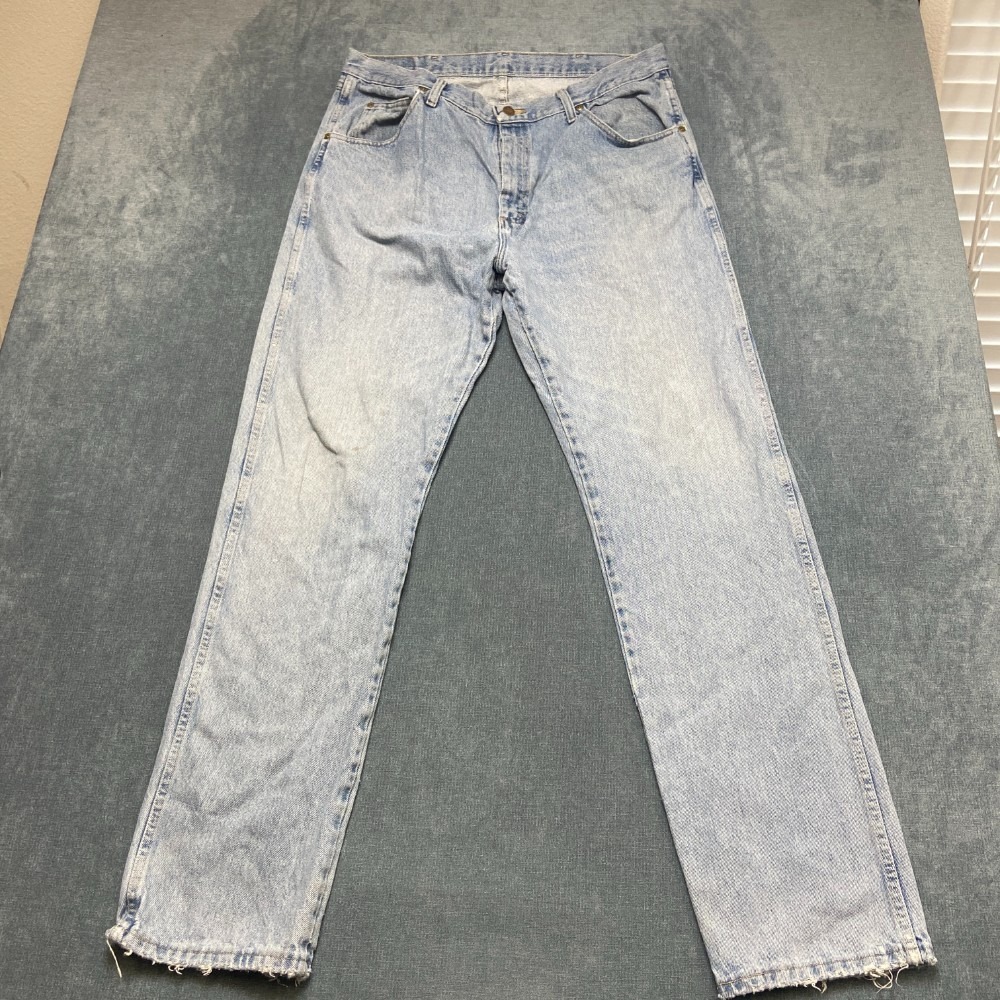 Wrangler Regular Fit Jeans Mens 38x34 Blue Denim Cotton High Rise Straight Leg